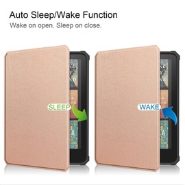 GIOPUEY Case Compatible with Kindle Colorsoft Signature Edition, Flip Case, PU Leather + Soft TPU Case, Auto Sleep/Wake, 360° Protection, Rose Gold