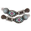 Showman Ladies Pink & Teal Beaded Leather Spur Straps
