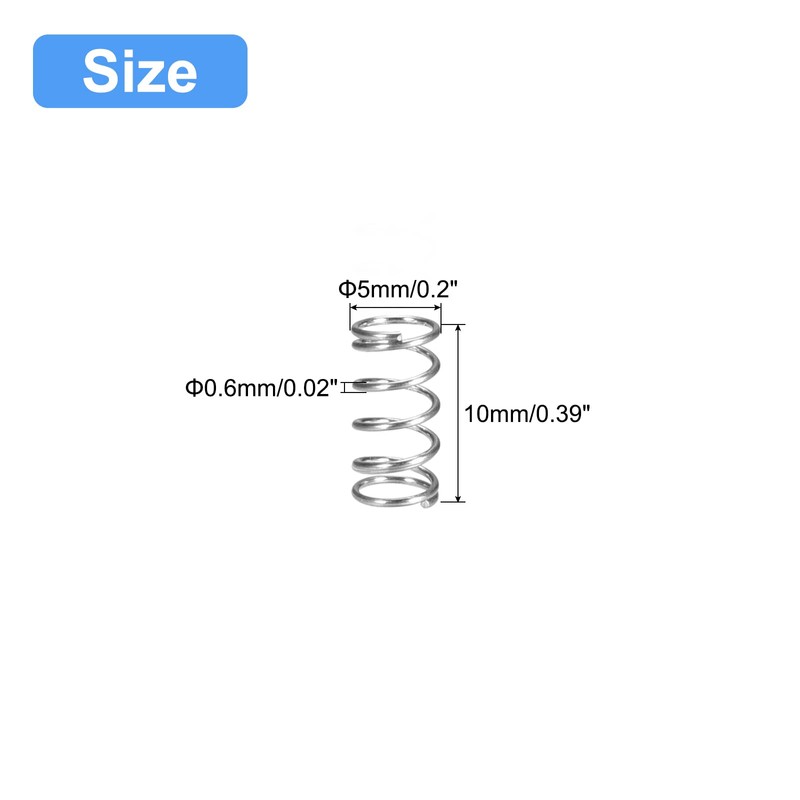 sourcing map Compression Spring, 5Pcs 304 Stainless Steel, 5mm OD,