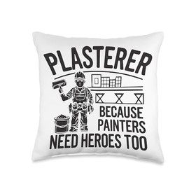 Plasterer Trowel Job Profession Plaster Construction Worker Throw Pillow