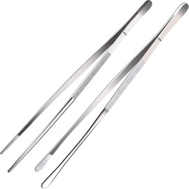 Professional 12-Inch Extra-Long Stainless Steel Tweezers – Precision Slanted Tip for Electronics, Mechanical Repair, Crafts & Beauty