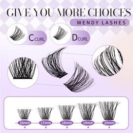 Lash Clusters Kit for Eyelash Extensions: Ultra-light, DIY, Natural, Fluffy, Manga, Wispy, Waterproof, Anime, Manga, Cat Eye,TZ250201-3D-60P+80P-0.07D1620