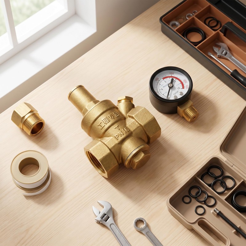 DN20 Water Pressure Decompression Valve with Gauge Meter Brass Material