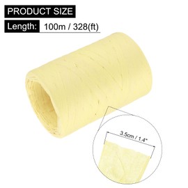 MECCANIXITY 2 Rolls Raffia Paper Ribbon Bulk,1/4 Inch Wide 110 Yards Light Yellow Twine String Paper Yarn for DIY Craft Weaving, Decoration, Gift Wrapping
