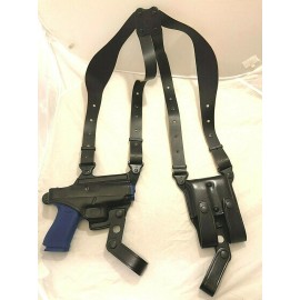 Master's Leather Shoulder Holster for  COLT 1911  3" Officer's / Kimber ULTRA 3" (# 9093) - BLACK