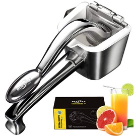 SUCCFLY Lemon Squeezer Stainless Steel, Manual Juicer Citrus Lime Orange Fruit Squeezer Heavy Duty Ergonomic Handle Labor-saving Large Capacity Juice Press Hand Handheld Juicer (5 Year Warranty)
