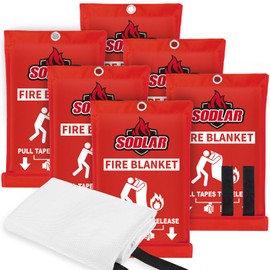 Fire Blanket Emergency for Home Kitchen - 40"x40" Fireproof Safety Protection Fiberglass Flame Retardant Blankets Survival Essential Kit for House Car Camping Outdoor Fireplace Grill BBQ - 6 Pack