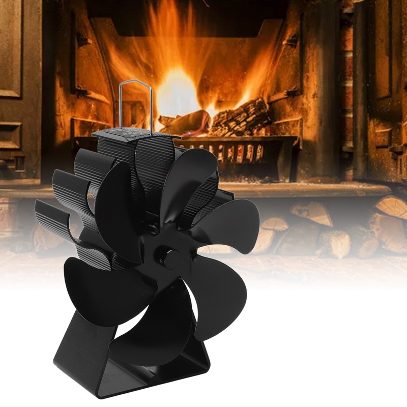 Fireplace Stove Fan 6 Blades Quiet High Temperature Resistant Heat