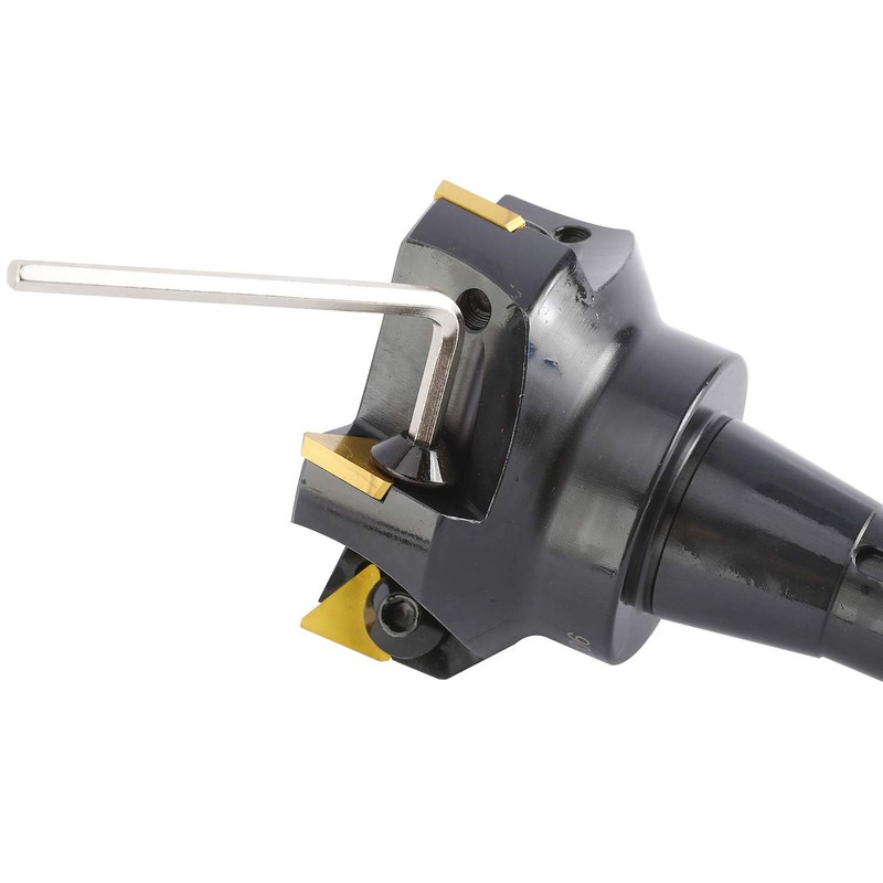 Toolly 3'' Carbide Indexable End Mill, R8 Shank, 5 Flute,