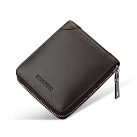VANNANBA Zipper Around Wallet Men Leather Genuine Leather Card Holder Wallet with Coin Pocket