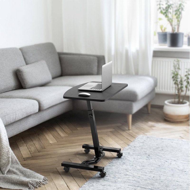 SHW Mobile Height Adjustable Laptop Rolling Cart with Height Adjustment