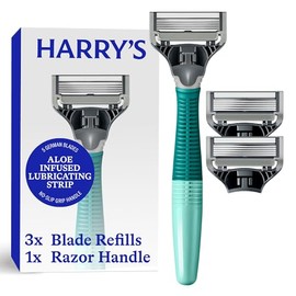 Harry's Maquinillas de afeitar para hombres – maquinillas de afeitar para hombres incluye una maquinilla de afeitar para hombre y 3 recambios de cuchillas de afeitar (verde tropical)