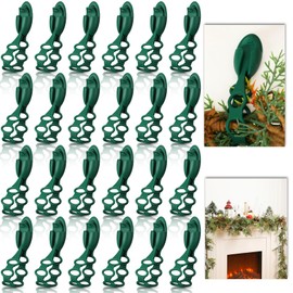 Cinnvoice 12 Pcs Christmas Garland Ties Garland Hangers for Mantle Christmas Stocking Holder Stretchable Reusable Silicone Adhesive Straps for Fireplace Garland Mantle Stairways Banisters