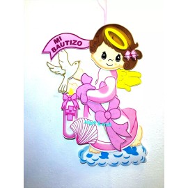 Handmade Baptism Favors Banner Girl Mi Bautizo Wall Decoration Pink Baptism Decor LARGE