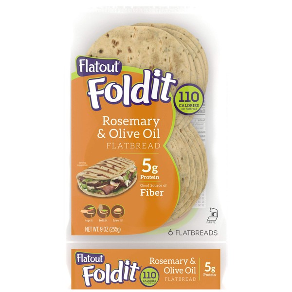 Flatout Foldit, Rosemary Olive Oil (4 Packs of 6 Foldits)