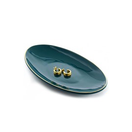 HANKOR Ceramic Key Bowl for Entryway Table, 7 x 4 Key Dish Tray Catch All Bowl, Small Decorative Bowl for Key Jewelry Ring, Green