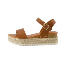 CUSHIONAIRE Women's Melissa Espadrille Platform Wedge Sandal, Tan, 9