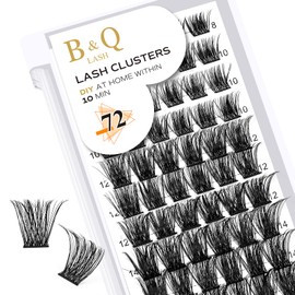 Cluster Lashes B19 Mixed Tray 72 Clusters B&Q Lash Clusters Individual Lashes Volume Eyelash Clusters DIY Lash Extensions Soft Wispy Cluster Eyelash Extensions DIY at Home (B19,D-8-16mix)