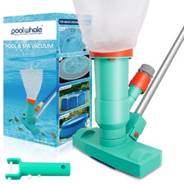 Premium Pool Vacuum Jet Underwater Cleaner, 3 Scrub Brushes, 2 Fine Mesh Bags, 6 Section Telescopic Pole of 56.5" and Handle - for Above Ground Pools,Spas & Ponds
