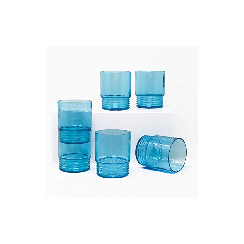 Le Cadeaux Tritan Santorini Glassware Small Tumbler, Set of 6,