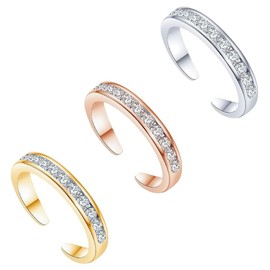 3 PCS Toe Rings for Women, Adjustable Hypoallergenic Band Ring,Silver/Rose Gold/Gold Toe Rings Set Beach Foot Jewelry for Summer,Stylish Open Toe Fingers Joint Tail Rings