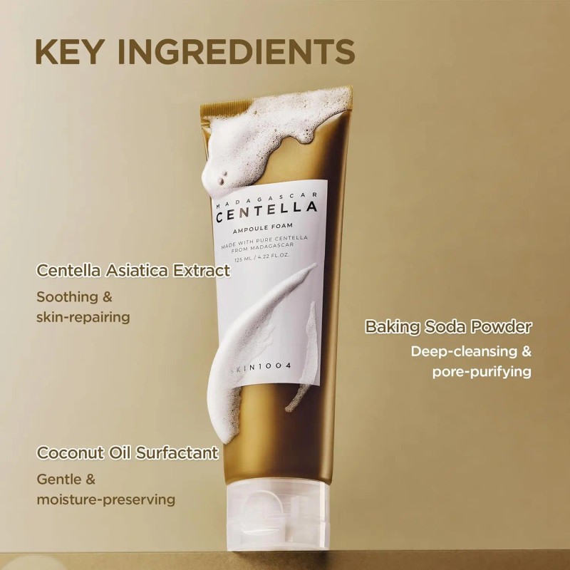 SKIN1004 Madagascar Centella Ampoule Foam, 4.23 Fl.oz, Korean Face Cleanser