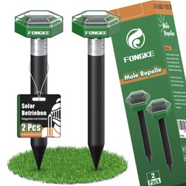 Mole Repeller Vole Repeller, Pack of 2 Vole Shot Traps, Solar Ultrasonic Mice Repel with Extreme Effective Radius, Mole Repeller Chasing Voles & Mole