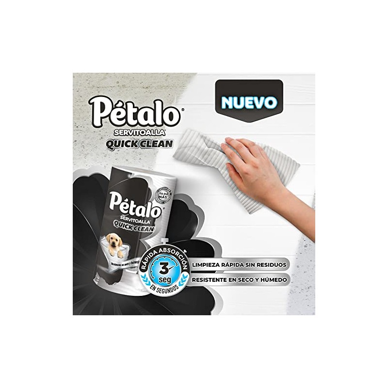 Pétalo Quick Clean, Servitoalla con 140 Hojas Dobles, Rápida Absorción