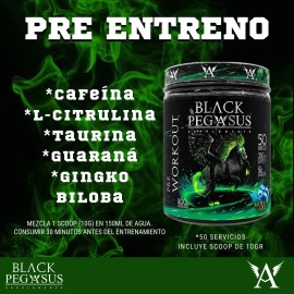 Pre Entreno Óxido Nítrico Black Pegasus Sabor Mora Azul 500g 50 Servicios Con Cafeína Y L-citrulina