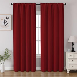 CUCRAF Red Blackout Curtains 84 inch Length 2 Panels Set, Rod Pocket Room Darkening Drapes for Bedroom Living Room, Insulated Thermal Light Blocking Window Curtain (W52 x L84 Inch)