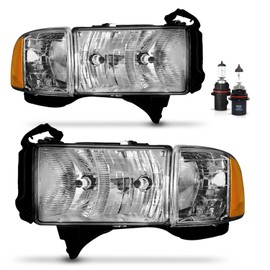 Vizotae Headlights Assembly for 1999-2001 Dodge Ram 1500 with Corner Parking Turn Signal Marker Lights, High/Low Beam W/Bulbs, Driver & Passenger Side