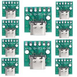 PENGLIN 10PCS USB Type C Female to DIP Connector with Test PCB Board,USB 3.1 Type C Socket to 6 Pins DIP Adapter Converter for DIY