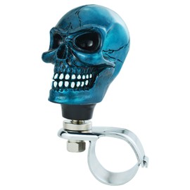 Temzzer Steering Wheel Spinner Skull Funny Power Handle Suicide Knob for Most Manual Automatic Transmission Vehicles (Metallic Blue)