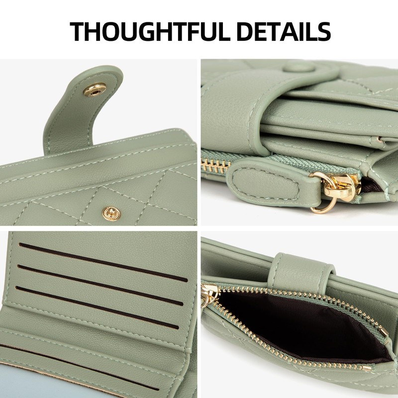 CHAOFANXI Women's Small Bifold Leather Purse for Women, Small and
