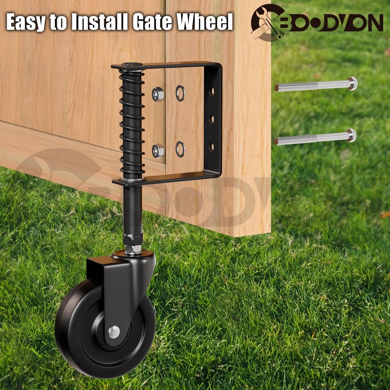 BOODVON 4" Heavy Duty Gate Caster, Spring Loaded Gate Wheels,