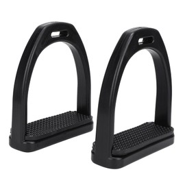 SALALIS Pack of 2 Black Plastic Stirrups, Safety Stirrups, Non-Slip Rubber Riding Bar, Youth Stirrups with Rubber Pad, Riding Tool Accessories (Large: 18 x 34 x 41.5 cm)
