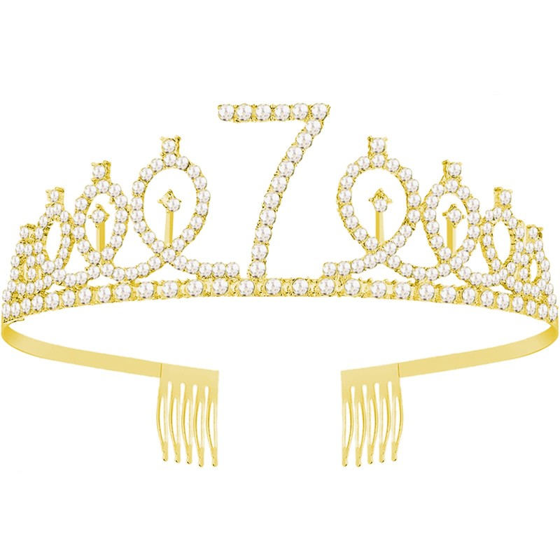UVATAHONA 7th Birthday Party Set - Glitter Sash, Tiara Crown,