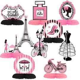 Grehge 10 Pieces Paris Party Decorations Paris Honeycomb Centerpiece Paris Table Topper Pink Table Honeycomb for Paris Party Supplies Birthday Wedding Baby Shower Decorations Romantic Photo Booth