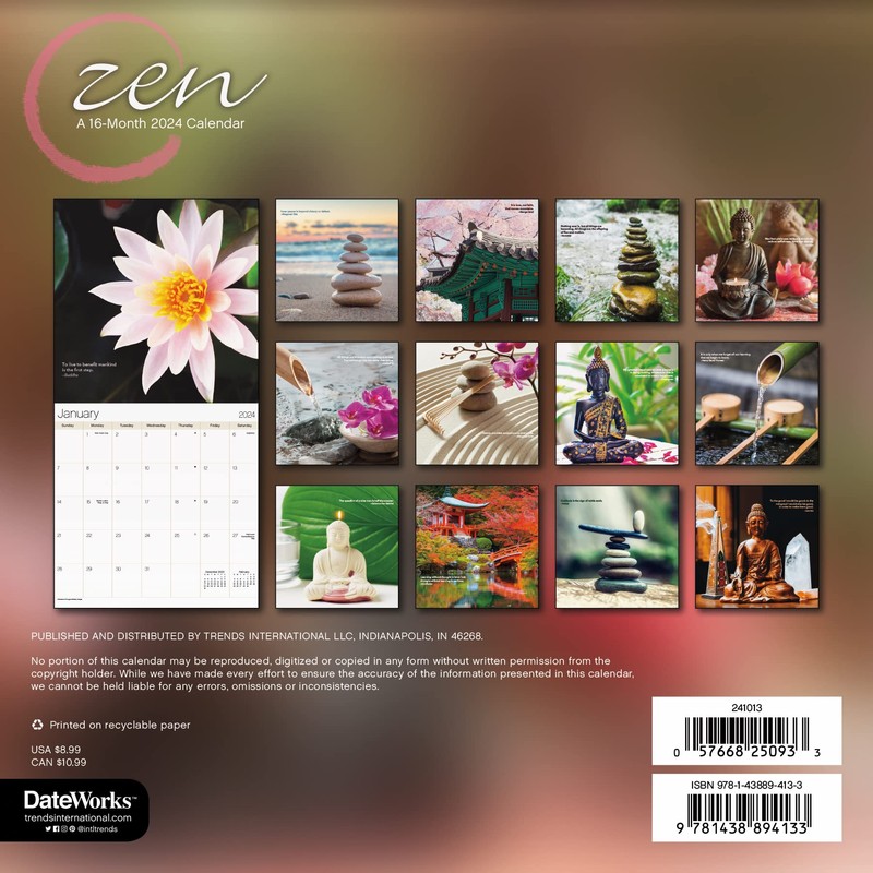 2024 Zen Mini Wall Calendar