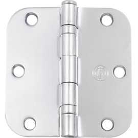 Stone Harbor Hardware 3-1/2" Ball-Bearing Door Hinges, 5/8" Radius Corner, Polished Chrome, 2-Pack