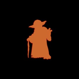 Star Inspired Movie Character Space Yoda Glow in The Dark Sticker Decal for Phone Tablet Laptop Car Truck Window | 4" Sticker | Orange