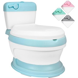 Baño Entrenador para Niños con Asiento Acolchado Inodoro de Entrenamiento Sistema Antideslizante Contenedor Fácil de Limpiar Diseño Realista Apto a partir de 18 Meses Azul