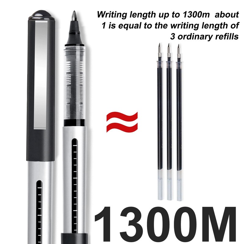 HRLORK Rollerball Pens 16 Pack Black Ink Pens 0.5mm Liquid