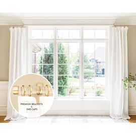 BlastHome® Luxury 17" Custom Clear Acrylic Side Mount Curtain Rods – 1 1/4" Large Diameter – Premium Brackets & Endcaps – Signature Collection, Set of Two – Brushed Gold Finish