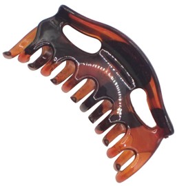 Topkids Accessories 9cm Black or Brown Tort Hair Claw Clip, Detailed Hair Claw for Women & Girls, Thick Hair Claw, Hair Clips Women Claw Clips, Medium Clamps & Claws for Thick Hair (Tort Curved Top)