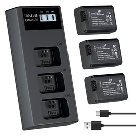 LP NP-FW50 Battery Charger Pack, 3-Pack 1200mAh Battery & Triple Slot Charger for Alpha A5000, A5100, A6000, A6100, A6300, A6400, A6500, A7, A7II, A7R, A7RII, A7S, A7SII, RX10, RX10III, RX10IV, EV-10
