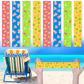 Boao 8 Pcs Large Towel Bands for Beach Chairs 15.75" x 1.97" Cruise Chairs Towel Bands Elastic Windproof Lounge Clips Strap Holder for Summer Pool Hawaiian Accessories Gifts (Lovely Style)