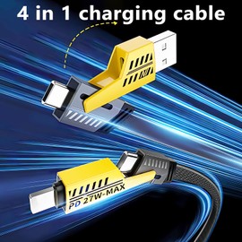 Gartmost 2Pcs 4 in 1 Fast Charging Cable 6.65 Ft, Transferring Data, Braided Cable 65W, USB C USB A and IP, Multiple Charging Cable for Phone/Pad/More