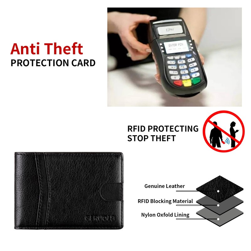 GERUOLA Wallet for Men-Genuine Leather RFID Blocking Slim Bifold Front