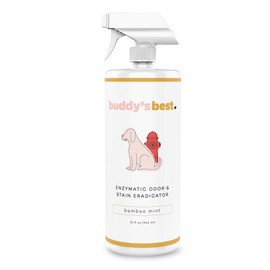 Buddy's Best Pet Urine Odor Eliminator and Pet Stain Remover- Bamboo Mint - Enzymatic Dog Urine Smell Remover and Deodorizer - Urine Enzyme Carpet Cleaner - Stain and Odor Remover for Dogs 32 fl oz